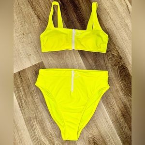 neon yellow zipper bikini